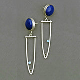 Lapis-Look Stud Open Triangle Drop Earrings