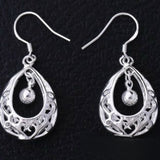 Silver Filigree Teardrop Bead Drop Earrings