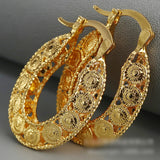 Gold Spiral Filigree Wide Hoop Earrings