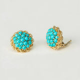 Turquoise-Look Bead Cluster Stud Earrings