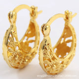 Floral Filigree Basket Hoop Earrings