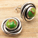 Green Turquoise-Look Swirl Stud Earrings
