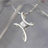 Twisted Cross CZ Solitaire Pendant Necklace