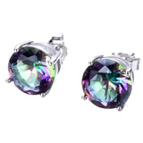 Rainbow Mystic Round CZ Stud Earrings