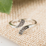 Pave CZ Dainty Bypass Open Ring