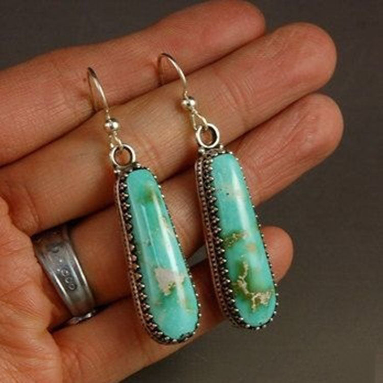 Turquoise-Look Long Bar Drop Earrings