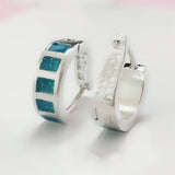 Blue Opal-Look Inlay Huggie Hoop Earrings