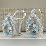 Aqua Teardrop Halo Earrings