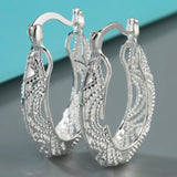 Silver-Tone Filigree Lace Hoop Earrings