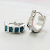 Blue Opal-Look Inlay Huggie Hoop Earrings