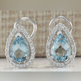 Aqua Teardrop Halo Earrings
