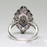 Art Deco Sapphire-Blue Marquise Halo Ring