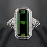 Emerald-Green Elongated Baguette Filigree Ring