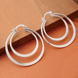 Double Ring Silver-Tone Hoop Earrings