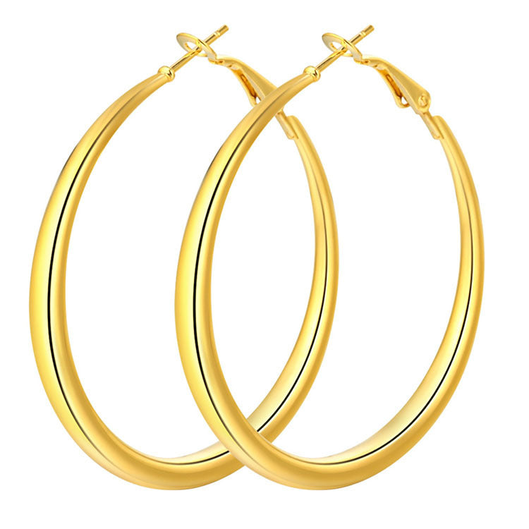 Large Polished Oval Hoop Earrings