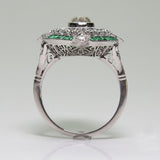Art Deco Navette Emerald-Look Ring