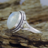 Moonstone-Look Oval Rope Bezel Ring