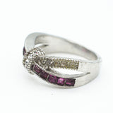 Purple Baguette CZ Crossover Bow Ring
