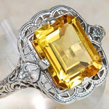 Vintage Filigree Emerald-Cut Ring