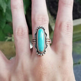 Elongated Turquoise-Look Western Statement Ring