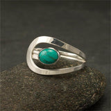 Turquoise-Look Dot Open Swirl Ring