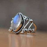 Moonstone-Look Marquise Filigree Scroll Ring