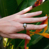 Moonstone-Look Round Rose Branch Ring