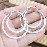 Double Ring Silver-Tone Hoop Earrings