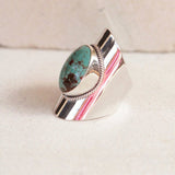 Turquoise-Look Oval Saddle Shield Ring