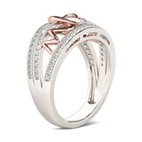 Mom Heart CZ Pave Two-Tone Ring