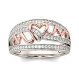 Mom Heart CZ Pave Two-Tone Ring