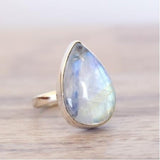 Teardrop Moonstone-Look Bezel Ring