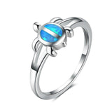 Blue Opal-Look Turtle Ring