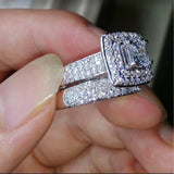 Princess-Cut CZ Halo Double Pave Ring