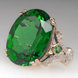 London-Blue Oval CZ Two-Tone Cocktail Ring