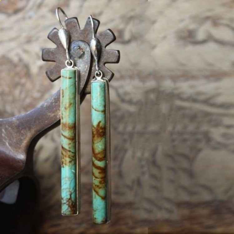 Turquoise-Look Bar Drop Earrings
