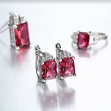 Sapphire-Blue Emerald-Cut CZ Jewelry Set