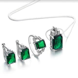 Sapphire-Blue Emerald-Cut CZ Jewelry Set