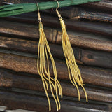 Long Silver-Tone Chain Tassel Earrings