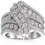 Pave CZ Crossover Wave Wide Ring