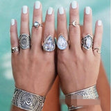 Teardrop Moonstone-Look Bezel Ring