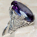 Purple Oval CZ Filigree Gallery Cocktail Ring