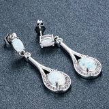 Opal-Look Open Teardrop Pave Drop Earrings