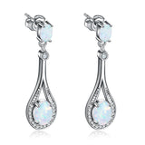 Opal-Look Open Teardrop Pave Drop Earrings