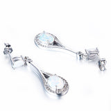 Opal-Look Open Teardrop Pave Drop Earrings