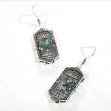 Rainbow CZ Honeycomb Lantern Drop Earrings