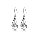 Pink Round CZ Open Teardrop Earrings