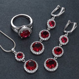 Sapphire-Look Halo Drop Jewelry Set