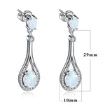 Opal-Look Open Teardrop Pave Drop Earrings