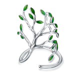Green Enamel Leaf Branch Wrap Ring